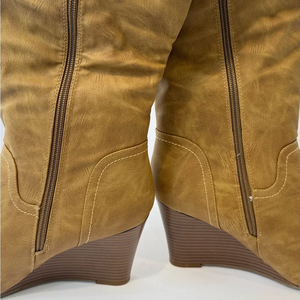 Tan Knee-High Women's distressed Boots